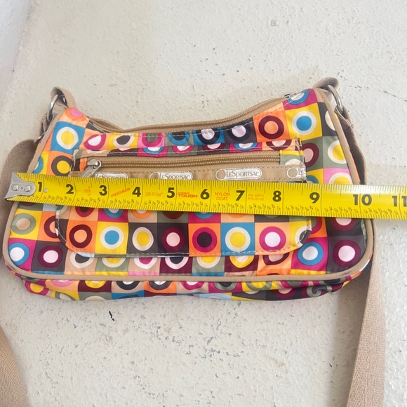 LESPORTSAC Circle‎ Polka Dot Print Small Crossbody Bag Y2K Colorful Hobo - Picture 8 of 8